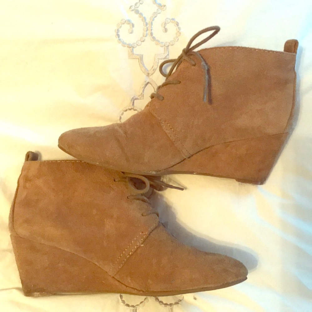 Tan Suede Lace Up Booties Size 6.5